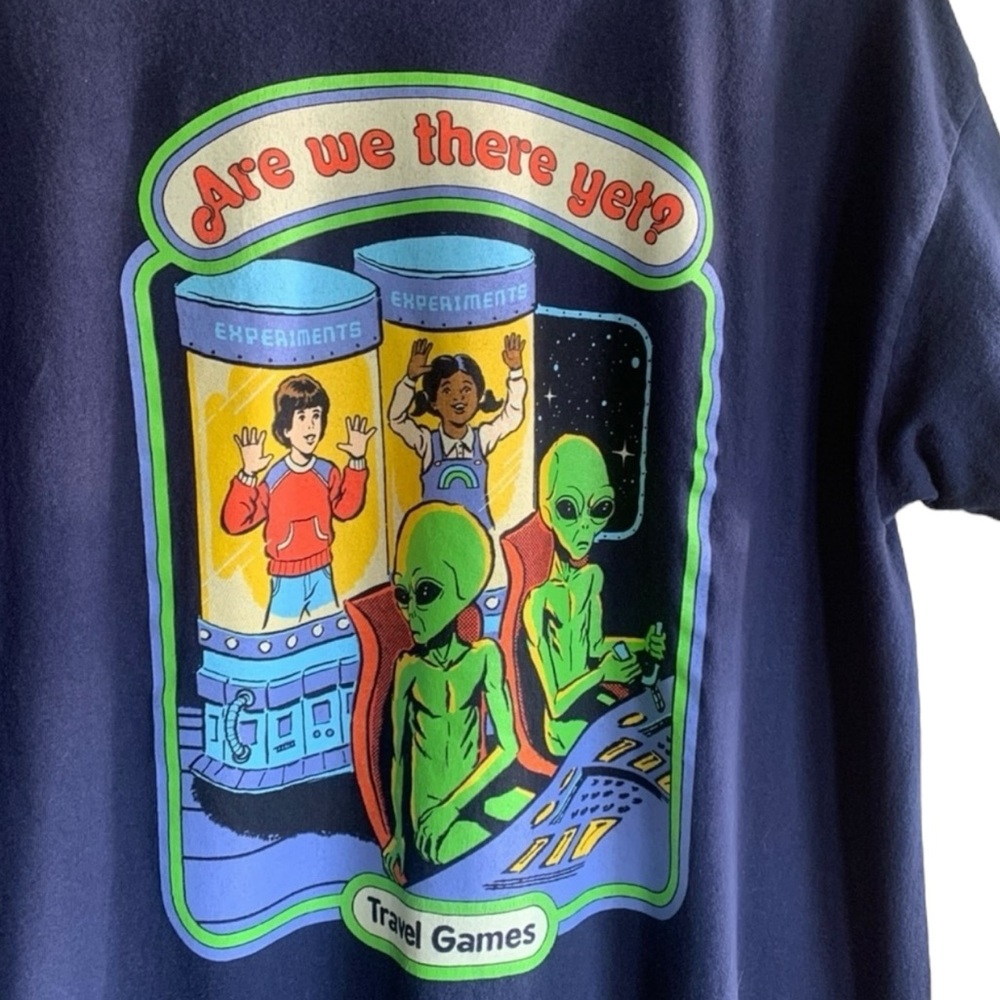 STEVEN RHODES Travel Games Are We There Yet T-Shirt | Navy | Size‎ Extra Large